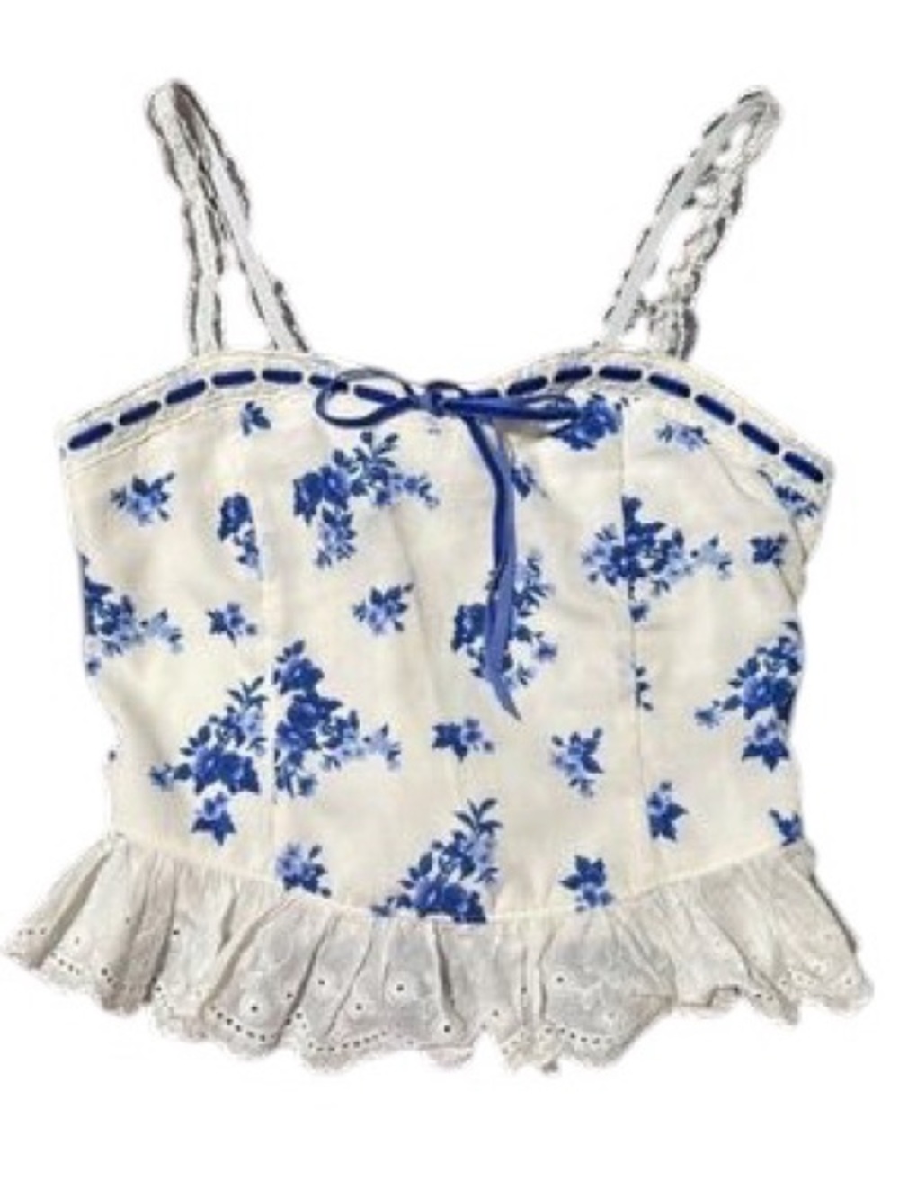 Thirty Thirty Modcloth French Floral Peplum Sweetheart Camisole Crop Tank Top - Picture 4 of 11
